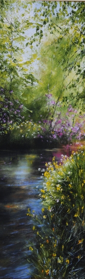 Flag Iris. ,rhododendron,and cow parsley,