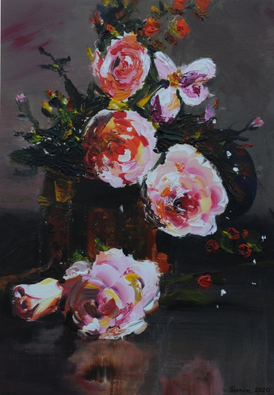 Still Life with Pink Roses